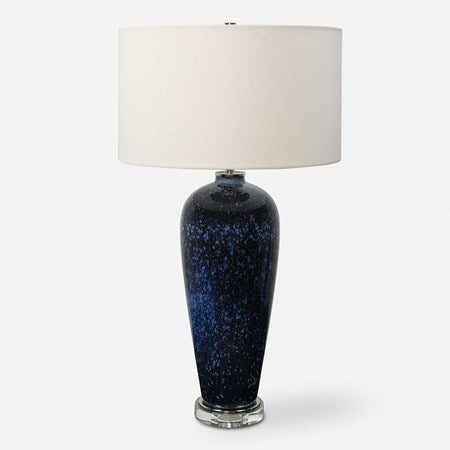 Uttermost Stargazer Cobalt Blue Glass Table Lamp With White Shade