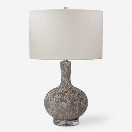 Uttermost Turbulence White, Black and Gray Glass Table Lamp With White Shade