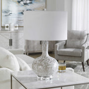 Uttermost Turbulence White, Black and Gray Glass Table Lamp With White Shade