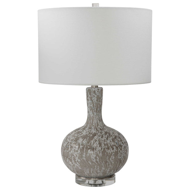 Uttermost Turbulence White, Black and Gray Glass Table Lamp With White Shade