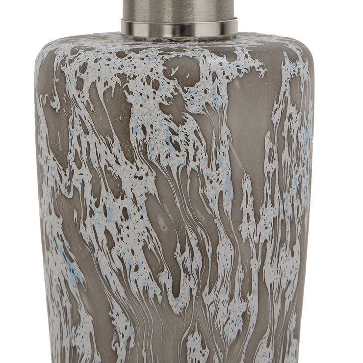 Uttermost Turbulence White, Black and Gray Glass Table Lamp With White Shade