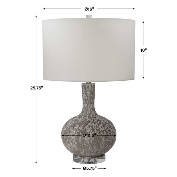 Uttermost Turbulence White, Black and Gray Glass Table Lamp With White Shade