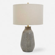 Uttermost Monacan Taupe and Gray Ceramic Table Lamp With Off-White Shade