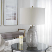 Uttermost Monacan Taupe and Gray Ceramic Table Lamp With Off-White Shade