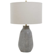 Uttermost Monacan Taupe and Gray Ceramic Table Lamp With Off-White Shade