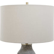 Uttermost Monacan Taupe and Gray Ceramic Table Lamp With Off-White Shade