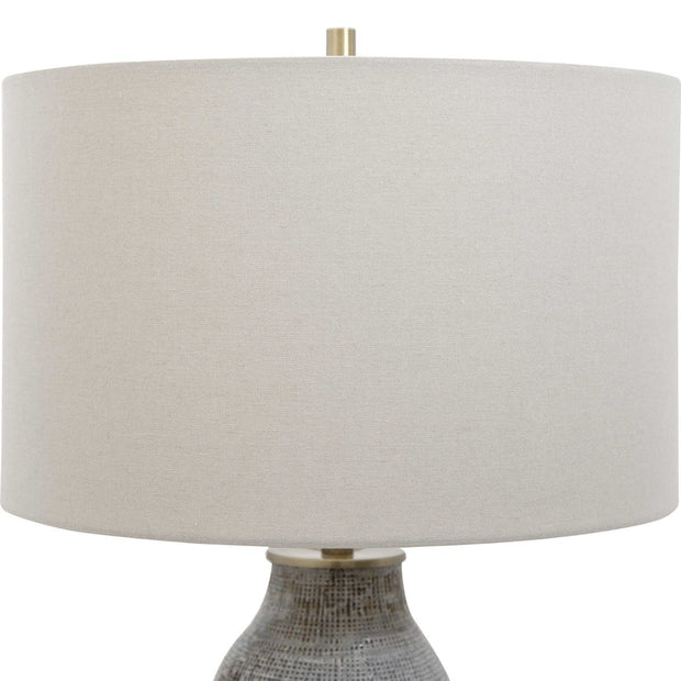 Uttermost Monacan Taupe and Gray Ceramic Table Lamp With Off-White Shade