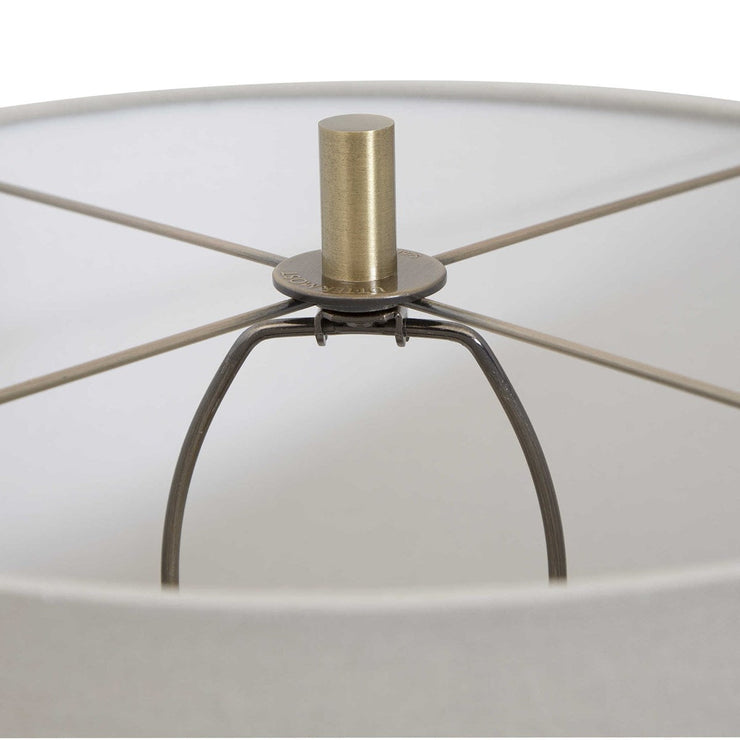 Uttermost Monacan Taupe and Gray Ceramic Table Lamp With Off-White Shade