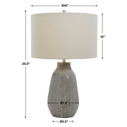 Uttermost Monacan Taupe and Gray Ceramic Table Lamp With Off-White Shade