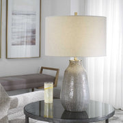 Uttermost Monacan Taupe and Gray Ceramic Table Lamp With Off-White Shade
