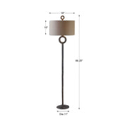 Uttermost Ferro Aged Rust Bronze Iron Floor Lamp With Beige Linen Fabric
