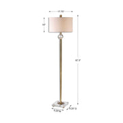 Uttermost Mesita Brushed Brass Floor Lamp With Off-White Linen Shade