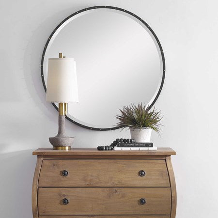 Uttermost Volongo Ivory Stone and Brushed Brass Buffet Lamp With Oatmeal Linen Shade