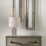 Uttermost Drexel Stained Concrete Accent Lamp With White Linen Shade