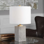 Uttermost Drexel Stained Concrete Accent Lamp With White Linen Shade