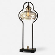 Uttermost Cotulla Forged Iron Accent Lamp With Amber Glass Shade