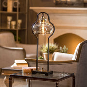 Uttermost Cotulla Forged Iron Accent Lamp With Amber Glass Shade