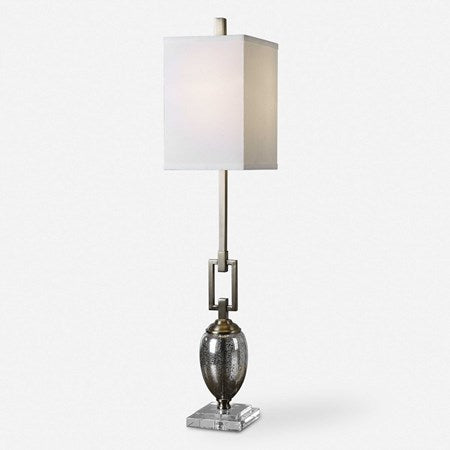 Uttermost Copeland Mercury Glass Buffet Lamp With Off-White Linen Shade