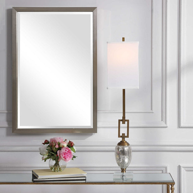 Uttermost Copeland Mercury Glass Buffet Lamp With Off-White Linen Shade