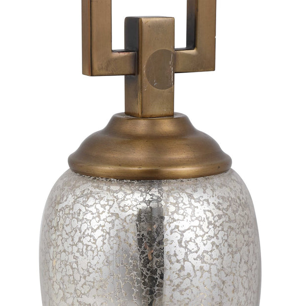 Uttermost Copeland Mercury Glass Buffet Lamp With Off-White Linen Shade
