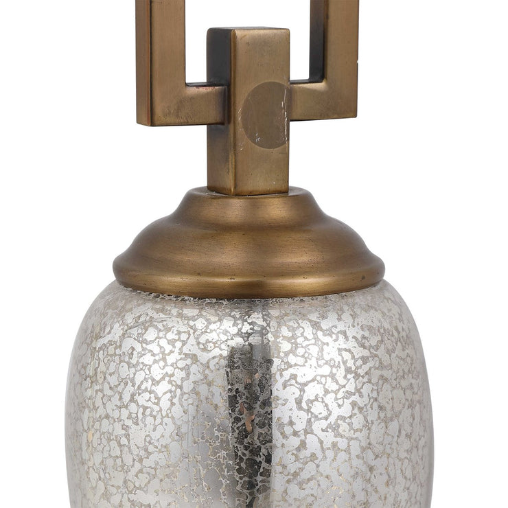 Uttermost Copeland Mercury Glass Buffet Lamp With Off-White Linen Shade