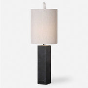 Uttermost Delaney Black Marble Buffet Lamp With Light Beige Linen Shade