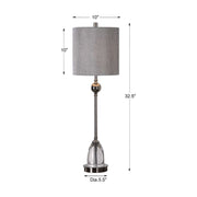 Uttermost Gallo Polished Nickel Buffet Lamp With Metallic Silver Gray Linen Shade