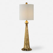 Uttermost Paravani Antiqued Metallic Gold Buffet Lamp With White Linen Shade