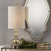 Uttermost Formoso Amber Glass Buffet Lamp With Linen Shade