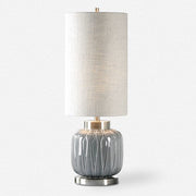 Uttermost Zahlia Aged Gray Ceramic Buffet Lamp With Khaki Linen Shade