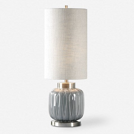 Uttermost Zahlia Aged Gray Ceramic Buffet Lamp With Khaki Linen Shade