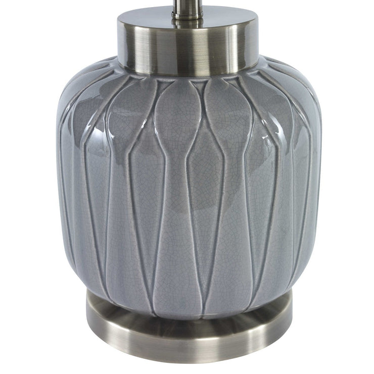 Uttermost Zahlia Aged Gray Ceramic Buffet Lamp With Khaki Linen Shade