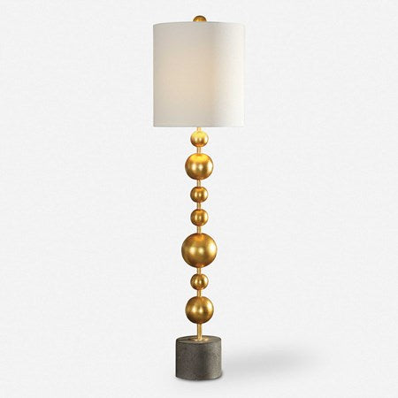 Uttermost Selim Metallic Gold Leaf Buffet Lamp With White Linen Shade