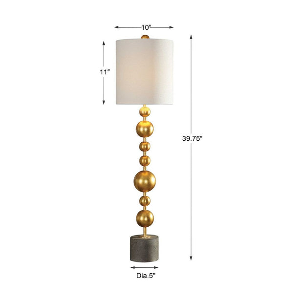 Uttermost Selim Metallic Gold Leaf Buffet Lamp With White Linen Shade