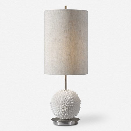 Uttermost Cascara Faux Seashells Sphere Buffet Lamp With Beige Linen Shade