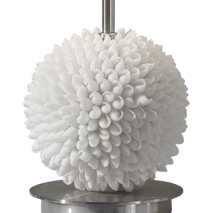 Uttermost Cascara Faux Seashells Sphere Buffet Lamp With Beige Linen Shade