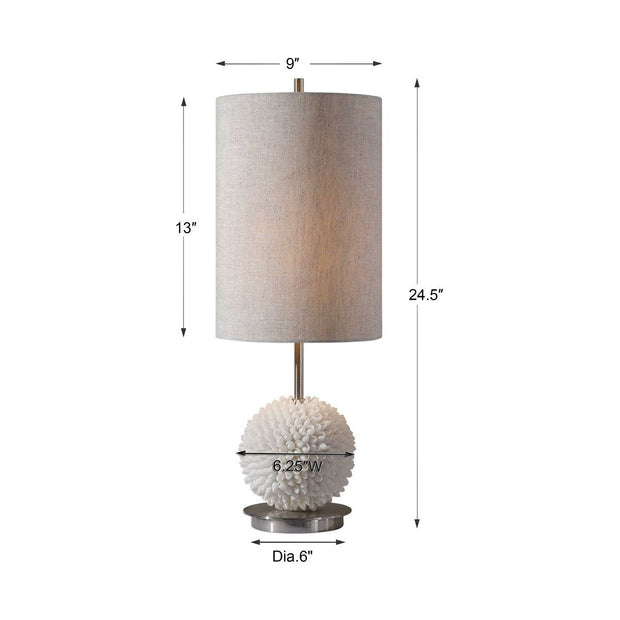 Uttermost Cascara Faux Seashells Sphere Buffet Lamp With Beige Linen Shade