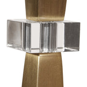 Uttermost Niccolai Antiqued Brushed Brass Buffet Lamp With White Linen Shade