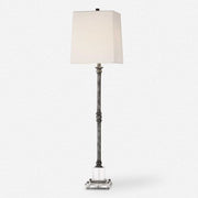Uttermost Teala Aged Black Buffet Lamp With White Linen Shade