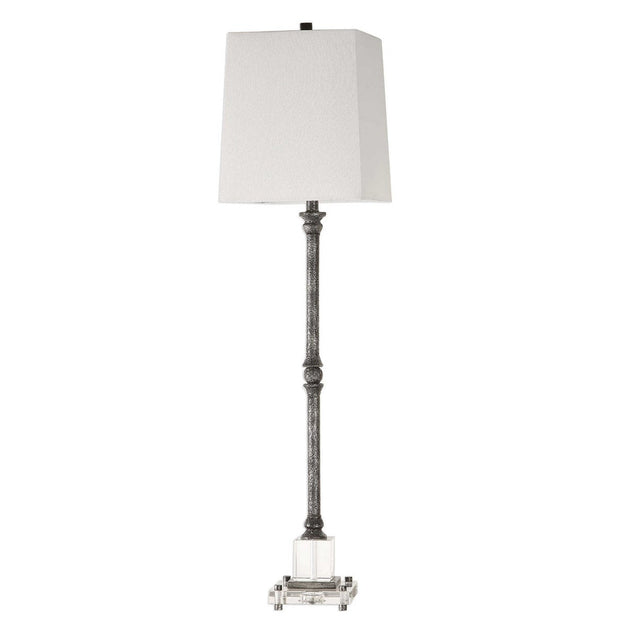 Uttermost Teala Aged Black Buffet Lamp With White Linen Shade