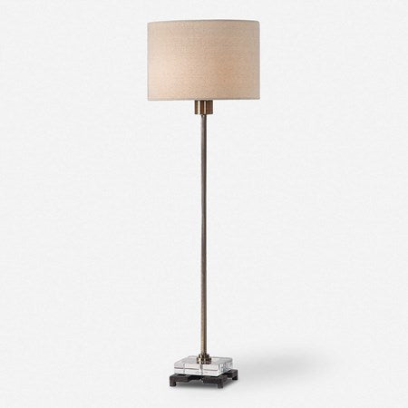 Uttermost Danyon Antiqued Brass Iron Table Lamp With Beige Linen Shade
