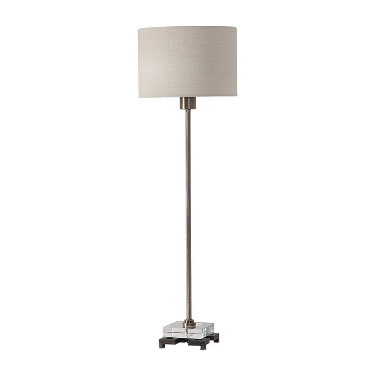 Uttermost Danyon Antiqued Brass Iron Table Lamp With Beige Linen Shade