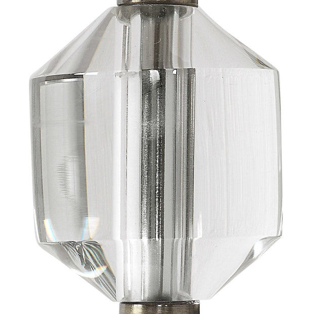 Uttermost Margo Antiqued Brass and Crystal Buffet Lamp With White Linen Shade