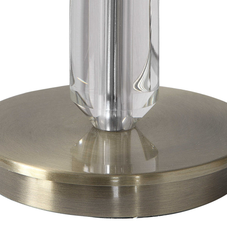 Uttermost Margo Antiqued Brass and Crystal Buffet Lamp With White Linen Shade