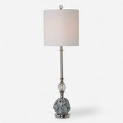 Uttermost Elody Blue Gray Glazed Ceramic Buffet Lamp With White Linen Shade