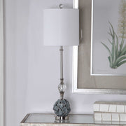 Uttermost Elody Blue Gray Glazed Ceramic Buffet Lamp With White Linen Shade