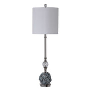 Uttermost Elody Blue Gray Glazed Ceramic Buffet Lamp With White Linen Shade