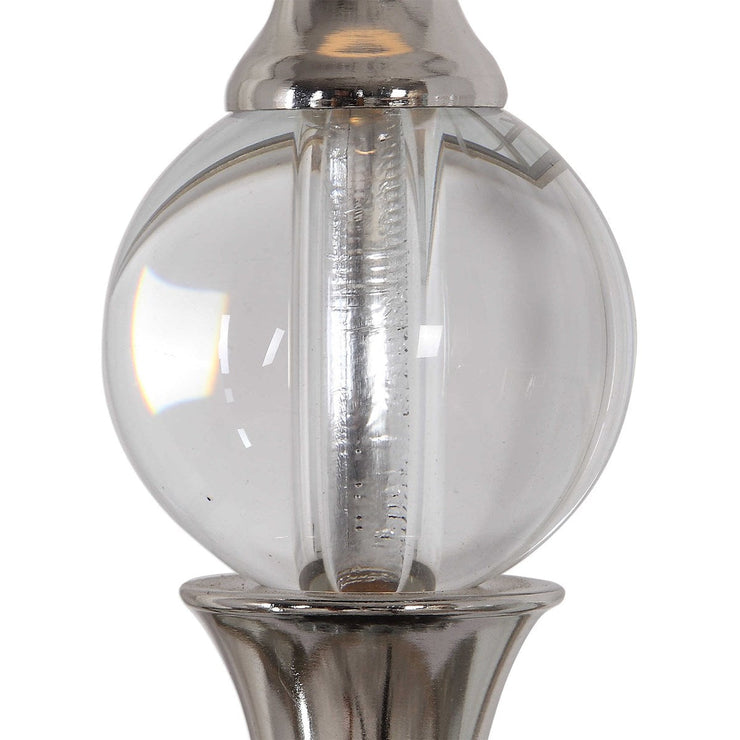 Uttermost Elody Blue Gray Glazed Ceramic Buffet Lamp With White Linen Shade