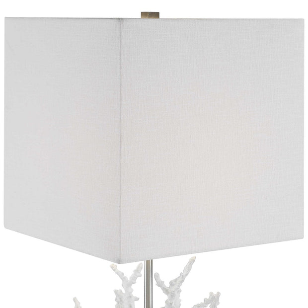 Uttermost Corallo White Coral and Crystal Table Lamp With Light Beige Linen Shade