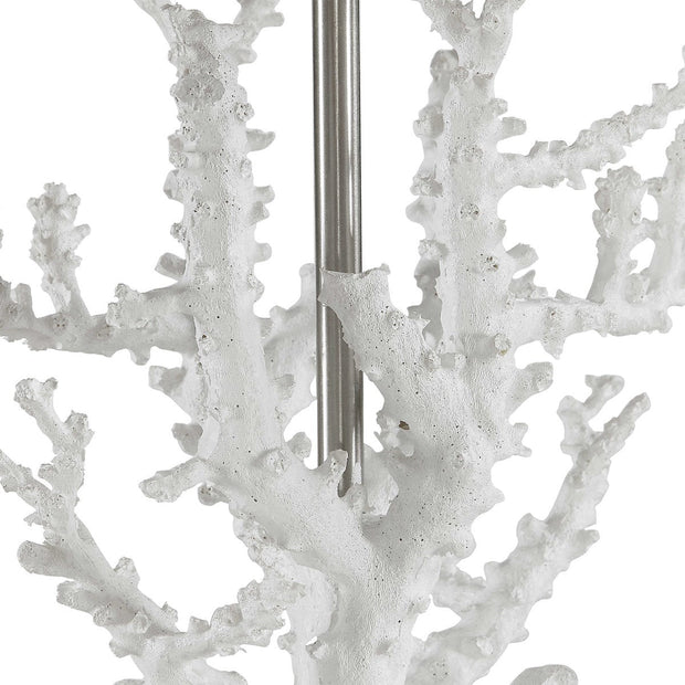 Uttermost Corallo White Coral and Crystal Table Lamp With Light Beige Linen Shade